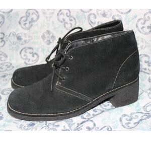 Nickels Soft Black Suede Lace Up Boots Womens Size‎ 7.5